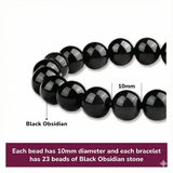 Darrahopens Home & Garden > Curtains > Curtain Accessories 10mm Natural Black Obsidian Beaded Bracelet for Men and Women – Stretchable Healing Crystal Jewelry with Elastic Band, Protective Energy Stone Gift for Birthday, Valentine’s Day, Meditation (Black)
