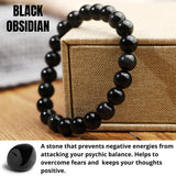 Darrahopens Home & Garden > Curtains > Curtain Accessories 10mm Natural Black Obsidian Beaded Bracelet for Men and Women – Stretchable Healing Crystal Jewelry with Elastic Band, Protective Energy Stone Gift for Birthday, Valentine’s Day, Meditation (Black)
