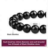 Darrahopens Home & Garden > Curtains > Curtain Accessories 12mm Natural Black Obsidian Beaded Bracelet for Men and Women – Stretchable Healing Crystal Jewelry with Elastic Band, Protective Energy Stone Gift for Birthday, Valentine’s Day, Meditation (Black)