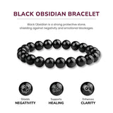 Darrahopens Home & Garden > Curtains > Curtain Accessories 12mm Natural Black Obsidian Beaded Bracelet for Men and Women – Stretchable Healing Crystal Jewelry with Elastic Band, Protective Energy Stone Gift for Birthday, Valentine’s Day, Meditation (Black)