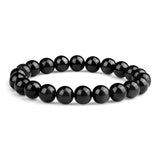 Darrahopens Home & Garden > Curtains > Curtain Accessories 12mm Natural Black Obsidian Beaded Bracelet for Men and Women – Stretchable Healing Crystal Jewelry with Elastic Band, Protective Energy Stone Gift for Birthday, Valentine’s Day, Meditation (Black)