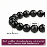 Darrahopens Home & Garden > Curtains > Curtain Accessories 14mm Natural Black Obsidian Beaded Bracelet for Men and Women – Stretchable Healing Crystal Jewelry with Elastic Band, Protective Energy Stone Gift for Birthday, Valentine’s Day, Meditation (Black)