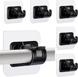 Darrahopens Home & Garden > Curtains > Curtain Accessories Self-Adhesive Curtain Rod Holders 6 pcs, Nail-Free Adjustable Brackets, Wall Mounts, Black