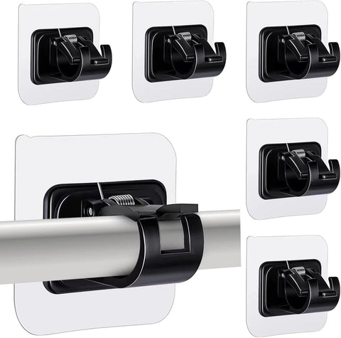 Darrahopens Home & Garden > Curtains > Curtain Accessories Self-Adhesive Curtain Rod Holders 6 pcs, Nail-Free Adjustable Brackets, Wall Mounts, Black