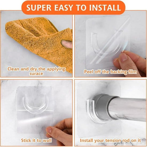 Darrahopens Home & Garden > Curtains > Curtain Accessories Shower rod bracket - Curtain bracket - Self-adhesive rod mounting without drilling - Transparent rod hook - Mounting stickers (8 pieces)