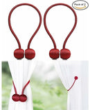 Darrahopens Home & Garden > Curtains > Curtain Accessories Storage Buckles - 4-Piece Magnetic Curtain Set, Magnetic Woven Curtain Set (Red)