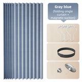 Darrahopens Home & Garden > Curtains > Curtains & Drapes 100 X 180 CM Gray Blue Linen-Look Dust Drill-Free Pull-Curtain - Folding Doorless Closet Divider with Magnetic Closure & Hanging Rings