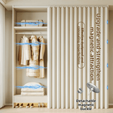 Darrahopens Home & Garden > Curtains > Curtains & Drapes 100 X 180 CM Khaki Linen-Look Dust Drill-Free Pull-Curtain - Folding Doorless Closet Divider with Magnetic Closure & Hanging Rings