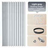 Darrahopens Home & Garden > Curtains > Curtains & Drapes 100 X 180 CM Light Gray Linen-Look Dust Drill-Free Pull-Curtain - Folding Doorless Closet Divider with Magnetic Closure & Hanging Rings