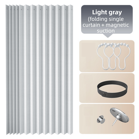 Darrahopens Home & Garden > Curtains > Curtains & Drapes 100 X 180 CM Light Gray Linen-Look Dust Drill-Free Pull-Curtain - Folding Doorless Closet Divider with Magnetic Closure & Hanging Rings