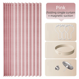 Darrahopens Home & Garden > Curtains > Curtains & Drapes 100 X 180 CM Pink Linen-Look Dust Drill-Free Pull-Curtain - Folding Doorless Closet Divider with Magnetic Closure & Hanging Rings
