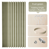 Darrahopens Home & Garden > Curtains > Curtains & Drapes 120 X 180 CM Fruit-Green Linen-Look Dust Drill-Free Pull-Curtain - Folding Doorless Closet Divider with Magnetic Closure & Hanging Rings