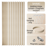 Darrahopens Home & Garden > Curtains > Curtains & Drapes 120 X 180 CM Khaki Linen-Look Dust Drill-Free Pull-Curtain - Folding Doorless Closet Divider with Magnetic Closure & Hanging Rings