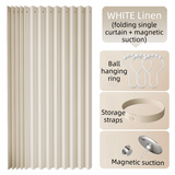 Darrahopens Home & Garden > Curtains > Curtains & Drapes 120 X 180 CM White Linen-Look Dust Drill-Free Pull-Curtain - Folding Doorless Closet Divider with Magnetic Closure & Hanging Rings