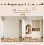 Darrahopens Home & Garden > Curtains > Curtains & Drapes 150 X 180 CM White Linen-Look Dust Drill-Free Pull-Curtain - Folding Doorless Closet Divider with Magnetic Closure & Hanging Rings