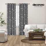Darrahopens Home & Garden > Curtains > Curtains & Drapes 2 pcs Set Thermal Blackout Curtains Anti Cold Silver Star Pattern Eyelet Curtains 132X245Cm Light Grey