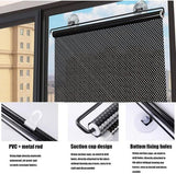Darrahopens Home & Garden > Curtains > Curtains & Drapes No-Drill Roller Blinds with 3 Suction Cups - Blackout Curtains, Temporary Cover-Up Curtains for Home, Bedroom and Car (Black, 45*124cm)