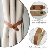 Darrahopens Home & Garden > Curtains > Curtains & Drapes Set of 4 Leather Curtain Tiebacks, Modern Faux Leather Curtain Straps with Adjustable Buttons, No Drill Holdbacks for Bedroom, Living Room, Hotel, Office,light brown
