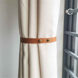 Darrahopens Home & Garden > Curtains > Curtains & Drapes Set of 4 Leather Curtain Tiebacks, Modern Faux Leather Curtain Straps with Adjustable Buttons, No Drill Holdbacks for Bedroom, Living Room, Hotel, Office,light brown