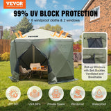 Darrahopens Home & Garden > Curtains > Curtains & Drapes VEVOR Pop Up Gazebo Tent, Pop-Up Screen Tent 6 Sided Canopy Sun Shelter with 6 Removable Privacy Wind Cloths & Mesh Windows, 10x10FT Quick Set Screen Tent with Mosquito Netting, Army Green