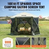 Darrahopens Home & Garden > Curtains > Curtains & Drapes VEVOR Pop Up Gazebo Tent, Pop-Up Screen Tent 6 Sided Canopy Sun Shelter with 6 Removable Privacy Wind Cloths & Mesh Windows, 10x10FT Quick Set Screen Tent with Mosquito Netting, Army Green