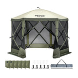 Darrahopens Home & Garden > Curtains > Curtains & Drapes VEVOR Pop Up Gazebo Tent, Pop-Up Screen Tent 6 Sided Canopy Sun Shelter with 6 Removable Privacy Wind Cloths & Mesh Windows, 10x10FT Quick Set Screen Tent with Mosquito Netting, Army Green