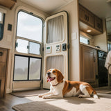 Darrahopens Home & Garden > Curtains > Curtains & Drapes VEVOR RV Screen Door Protector, 673.1 x 508 mm Door Grille, Easy to Install and Disassemble, Reinforced Breathable Protective Mesh, Aluminum Alloy Camper RV Entry Protector for Pet Protection, Black