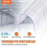 Darrahopens Home & Garden > Curtains > Curtains & Drapes VEVOR Strip Curtain, 4572 cm Length x 20 cm Width x 2 mm Thickness, Clear Ribbed PVC Curtain Strip Door Bulk Roll, Plastic Door Strips for Doorways of Supermarket, Garage, Warehouse, Barn, Pet House