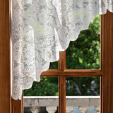 Darrahopens Home & Garden > Curtains > Curtains & Drapes White Lace Sheer Kitchen Valance Curtains for Windows, 160*100cm, Phoenix Tail Flower Pearl Half Curtain