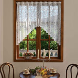 Darrahopens Home & Garden > Curtains > Curtains & Drapes White Lace Sheer Kitchen Valance Curtains for Windows, 160*100cm, Phoenix Tail Flower Pearl Half Curtain