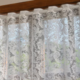 Darrahopens Home & Garden > Curtains > Curtains & Drapes White Lace Sheer Kitchen Valance Curtains for Windows, 160*100cm, Phoenix Tail Flower Pearl Half Curtain