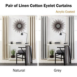 Darrahopens Home & Garden > Curtains Designers Choice Pair of Linen Cotton Coated Eyelet Curtains Natural 140 x 213cm