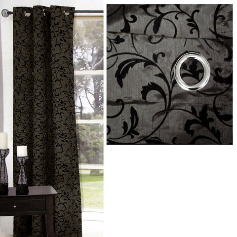 Darrahopens Home & Garden > Curtains One Piece of Options Flocking Unlined Curtain 110 x 213 cm Charcoal