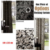 Darrahopens Home & Garden > Curtains One Piece of Options Flocking Unlined Curtain 110 x 213 cm Charcoal