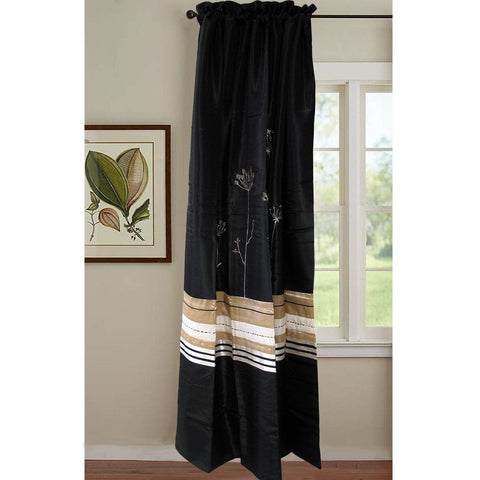 Darrahopens Home & Garden > Curtains Pair of Embroidered Rod Pocket Curtains 150 x 213cm each Silver Petals