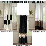 Darrahopens Home & Garden > Curtains Pair of Embroidered Rod Pocket Curtains 150 x 213cm each Silver Petals