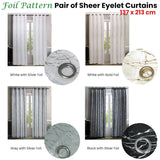 Darrahopens Home & Garden > Curtains Pair of Sheer Eyelet Curtains Black with Silver Foils 137 x 213 cm