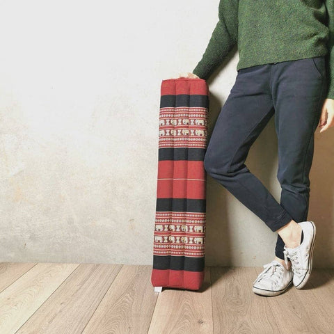 Darrahopens Home & Garden > Decor 80cm Long Bolster Yoga Block/Prop Natural Kapok FilledRedEle