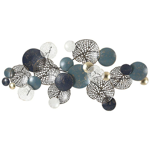 Darrahopens Home & Garden > Decor Artiss Metal Wall Art Hanging Sculpture 132cm Home Decor Leaf Circles Blue
