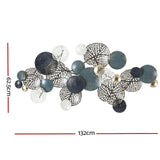 Darrahopens Home & Garden > Decor Artiss Metal Wall Art Hanging Sculpture 132cm Home Decor Leaf Circles Blue