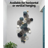 Darrahopens Home & Garden > Decor Artiss Metal Wall Art Hanging Sculpture 132cm Home Decor Leaf Circles Blue