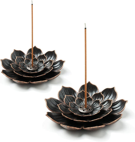 Darrahopens Home & Garden > Decor > Candle Accessories 2 Pack Incense Burner, Incense Holder for Sticks, Brass Lotus Incense Stick Holder