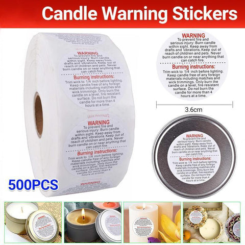 Darrahopens Home & Garden > Decor > Candle Accessories 500PCS Candle Warning Labels Roll Round Stickers for Jars Wax Melts Containers