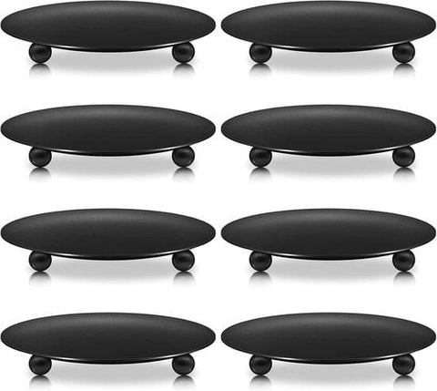 Darrahopens Home & Garden > Decor > Candle Accessories Candle Holders - Metal Pillar Candle Holders - 4.5 Inches - For Pillar Candles - Weddings - Dinner Party Decorations (Black, Pack of 8)