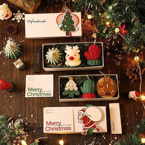 Darrahopens Home & Garden > Decor > Candle Accessories Christmas Creative Handmade Fragrance Candle Gift Box Christmas Tree Little Deer Shape Incense Candle Gift Box
