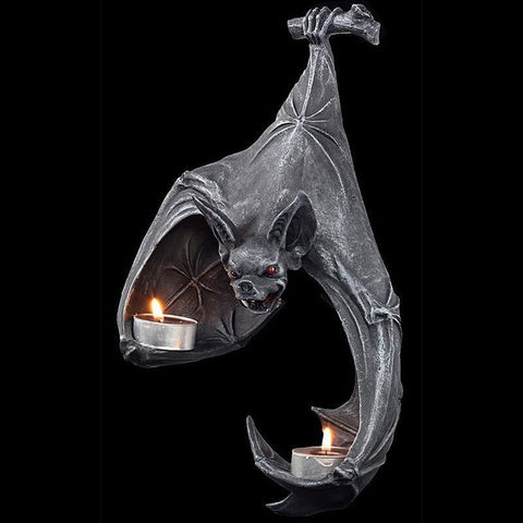Darrahopens Home & Garden > Decor > Candle Accessories Gothic Bat Wall Tealight Holder - Resin Decor for Spooky Ambiance (16.5x12x22 cm)