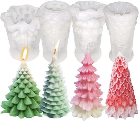 Darrahopens Home & Garden > Decor > Candle Accessories Mold - 4 pieces - Candle mold - Silicone Christmas tree mold set - Mold - Christmas gift