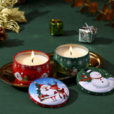 Darrahopens Home & Garden > Decor > Candles & Diffusers 4 Pcs of Scented Candle Tinplate Jar Wax Plant Candle Christmas Gift