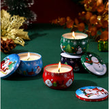 Darrahopens Home & Garden > Decor > Candles & Diffusers 4 Pcs of Scented Candle Tinplate Jar Wax Plant Candle Christmas Gift