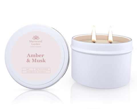 Darrahopens Home & Garden > Decor > Candles & Diffusers Amber & Musk Soy Candle Tin 165g